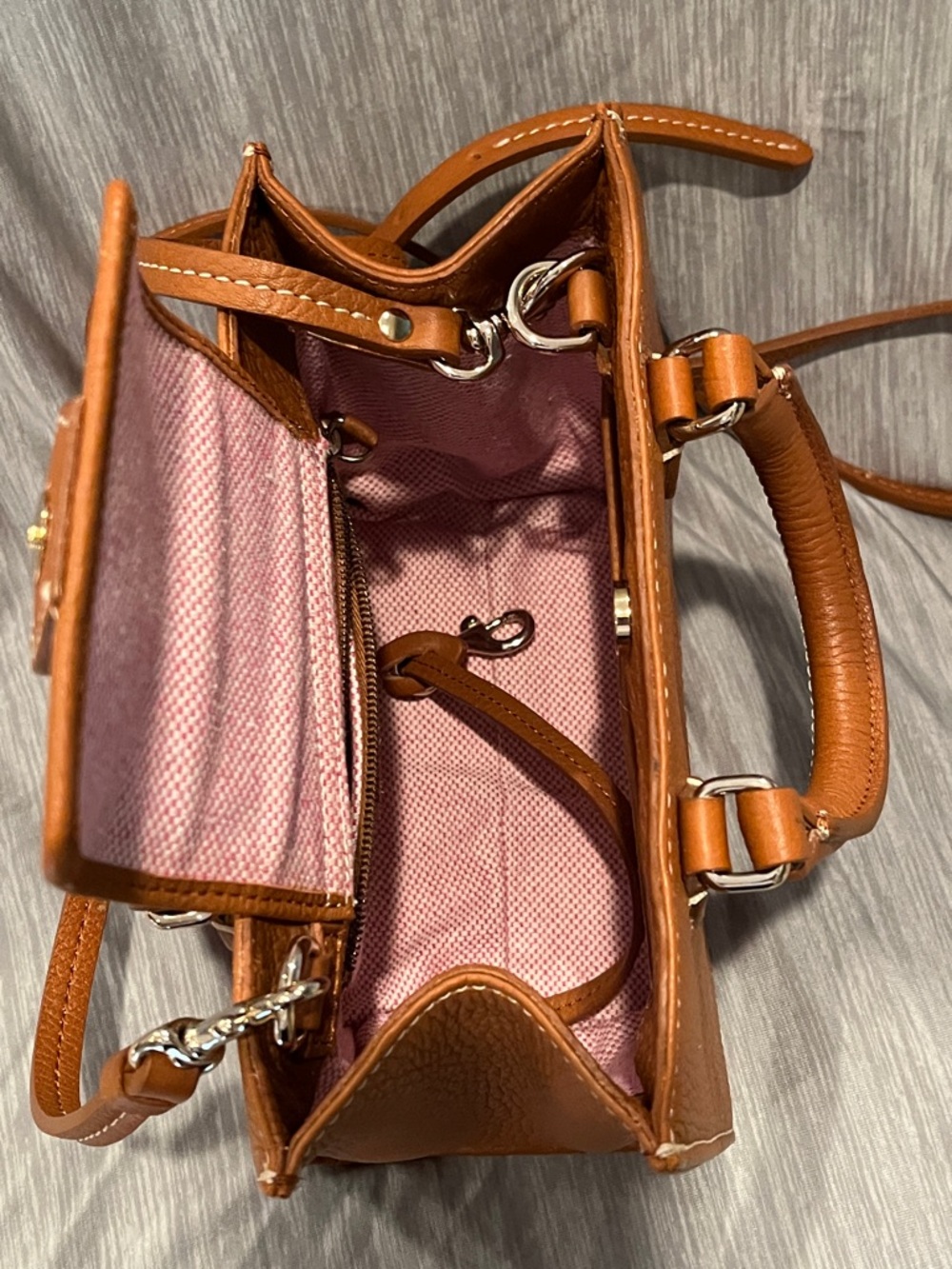Dooney & Bourke Caramel Brown Pebbled Leather Satchel - Picture 7 of 16